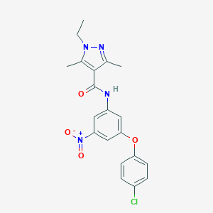 molecular formula C20H19ClN4O4 B457158 N-[3-(4-chlorophenoxy)-5-nitrophenyl]-1-ethyl-3,5-dimethyl-1H-pyrazole-4-carboxamide 