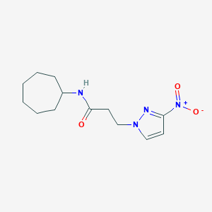 molecular formula C13H20N4O3 B457162 N-cycloheptyl-3-(3-nitro-1H-pyrazol-1-yl)propanamide 