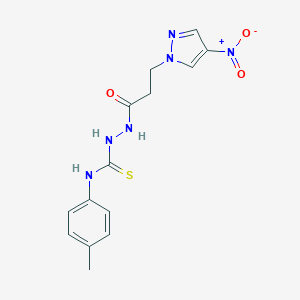 molecular formula C14H16N6O3S B457188 N-(4-METHYLPHENYL)-2-[3-(4-NITRO-1H-PYRAZOL-1-YL)PROPANOYL]-1-HYDRAZINECARBOTHIOAMIDE 