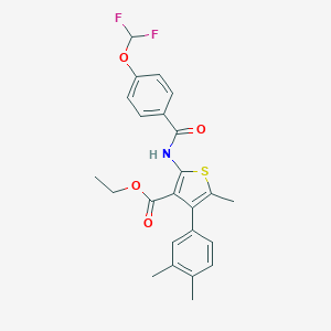 molecular formula C24H23F2NO4S B457199 ethyl 2-{[4-(difluoromethoxy)benzoyl]amino}-4-(3,4-dimethylphenyl)-5-methyl-3-thiophenecarboxylate 