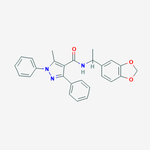 molecular formula C26H23N3O3 B457207 N-[1-(1,3-benzodioxol-5-yl)ethyl]-5-methyl-1,3-diphenyl-1H-pyrazole-4-carboxamide 