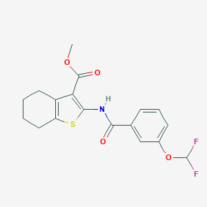 molecular formula C18H17F2NO4S B457226 methyl 2-{[3-(difluoromethoxy)benzoyl]amino}-4,5,6,7-tetrahydro-1-benzothiophene-3-carboxylate 