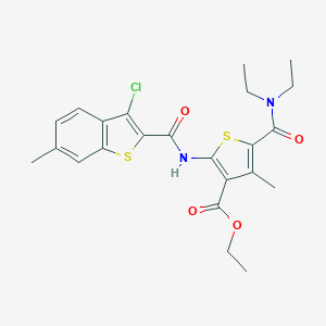 molecular formula C23H25ClN2O4S2 B457279 ethyl 2-{[(3-chloro-6-methyl-1-benzothien-2-yl)carbonyl]amino}-5-[(diethylamino)carbonyl]-4-methyl-3-thiophenecarboxylate 