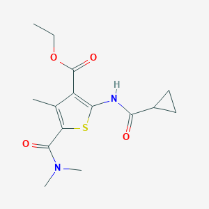 molecular formula C15H20N2O4S B457299 ethyl 2-[(cyclopropylcarbonyl)amino]-5-(dimethylcarbamoyl)-4-methylthiophene-3-carboxylate 
