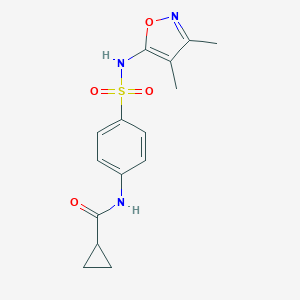 molecular formula C15H17N3O4S B457349 N-{4-[(3,4-DIMETHYL-5-ISOXAZOLYL)SULFAMOYL]PHENYL}CYCLOPROPANECARBOXAMIDE 