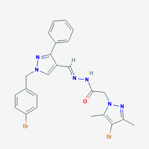 molecular formula C24H22Br2N6O B457390 N'-{(E)-1-[1-(4-BROMOBENZYL)-3-PHENYL-1H-PYRAZOL-4-YL]METHYLIDENE}-2-(4-BROMO-3,5-DIMETHYL-1H-PYRAZOL-1-YL)ACETOHYDRAZIDE 