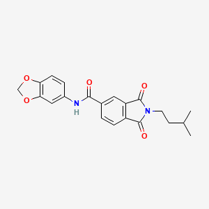 molecular formula C21H20N2O5 B4574658 N-1,3-benzodioxol-5-yl-2-(3-methylbutyl)-1,3-dioxo-5-isoindolinecarboxamide 