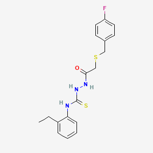 molecular formula C18H20FN3OS2 B4574918 N-(2-ethylphenyl)-2-{[(4-fluorobenzyl)thio]acetyl}hydrazinecarbothioamide 