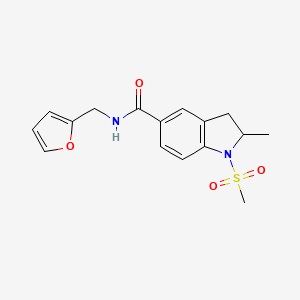 molecular formula C16H18N2O4S B4574933 N-(furan-2-ylmethyl)-2-methyl-1-(methylsulfonyl)-2,3-dihydro-1H-indole-5-carboxamide 