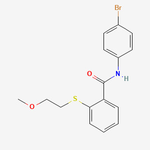 molecular formula C16H16BrNO2S B4575087 N-(4-bromophenyl)-2-[(2-methoxyethyl)sulfanyl]benzamide 