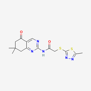 molecular formula C15H17N5O2S2 B4575106 N-(7,7-dimethyl-5-oxo-5,6,7,8-tetrahydroquinazolin-2-yl)-2-[(5-methyl-1,3,4-thiadiazol-2-yl)sulfanyl]acetamide 