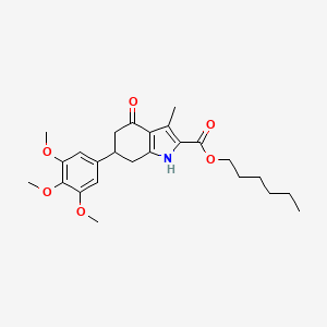molecular formula C25H33NO6 B4575140 hexyl 3-methyl-4-oxo-6-(3,4,5-trimethoxyphenyl)-4,5,6,7-tetrahydro-1H-indole-2-carboxylate 