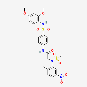 molecular formula C24H26N4O9S2 B4575380 N~1~-(4-{[(2,4-dimethoxyphenyl)amino]sulfonyl}phenyl)-N~2~-(2-methyl-5-nitrophenyl)-N~2~-(methylsulfonyl)glycinamide 