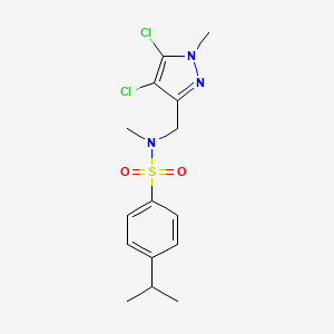 molecular formula C15H19Cl2N3O2S B4575399 N-[(4,5-DICHLORO-1-METHYL-1H-PYRAZOL-3-YL)METHYL]-4-ISOPROPYL-N-METHYL-1-BENZENESULFONAMIDE 