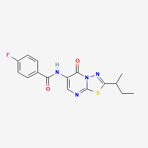 molecular formula C16H15FN4O2S B4575478 N-[2-(butan-2-yl)-5-oxo-5H-[1,3,4]thiadiazolo[3,2-a]pyrimidin-6-yl]-4-fluorobenzamide 
