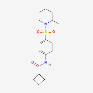 molecular formula C17H24N2O3S B4575492 N-{4-[(2-methylpiperidin-1-yl)sulfonyl]phenyl}cyclobutanecarboxamide 
