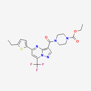 molecular formula C21H22F3N5O3S B4575530 ETHYL 4-{[5-(5-ETHYL-2-THIENYL)-7-(TRIFLUOROMETHYL)PYRAZOLO[1,5-A]PYRIMIDIN-3-YL]CARBONYL}TETRAHYDRO-1(2H)-PYRAZINECARBOXYLATE 