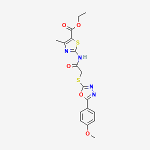 molecular formula C18H18N4O5S2 B4575612 Ethyl 2-(2-((5-(4-methoxyphenyl)-1,3,4-oxadiazol-2-yl)thio)acetamido)-4-methylthiazole-5-carboxylate 
