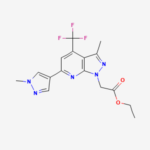 molecular formula C16H16F3N5O2 B4575679 ETHYL 2-[3-METHYL-6-(1-METHYL-1H-PYRAZOL-4-YL)-4-(TRIFLUOROMETHYL)-1H-PYRAZOLO[3,4-B]PYRIDIN-1-YL]ACETATE 