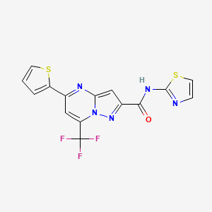 molecular formula C15H8F3N5OS2 B4575725 N-(1,3-THIAZOL-2-YL)-5-(2-THIENYL)-7-(TRIFLUOROMETHYL)PYRAZOLO[1,5-A]PYRIMIDINE-2-CARBOXAMIDE 