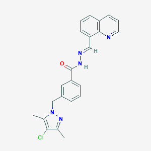 molecular formula C23H20ClN5O B457577 3-[(4-CHLORO-3,5-DIMETHYL-1H-PYRAZOL-1-YL)METHYL]-N'-[(E)-1-(8-QUINOLYL)METHYLIDENE]BENZOHYDRAZIDE 