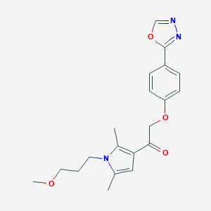 molecular formula C20H23N3O4 B004576 1-[1-(3-methoxypropyl)-2,5-dimethyl-1H-pyrrol-3-yl]-2-[4-(1,3,4-oxadiazol-2-yl)phenoxy]ethan-1-one 