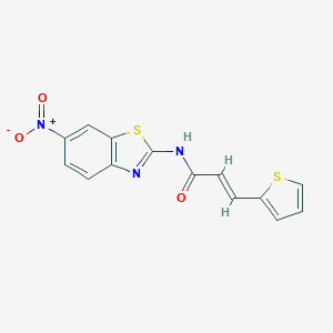 molecular formula C14H9N3O3S2 B457600 N-{6-nitro-1,3-benzothiazol-2-yl}-3-(2-thienyl)acrylamide 