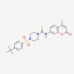 molecular formula C25H29N3O4S2 B4576015 4-[(4-tert-butylphenyl)sulfonyl]-N-(4-methyl-2-oxo-2H-chromen-7-yl)-1-piperazinecarbothioamide 