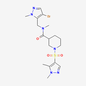 molecular formula C17H25BrN6O3S B4576042 N~3~-[(4-BROMO-1-METHYL-1H-PYRAZOL-5-YL)METHYL]-1-[(1,5-DIMETHYL-1H-PYRAZOL-4-YL)SULFONYL]-N~3~-METHYL-3-PIPERIDINECARBOXAMIDE 