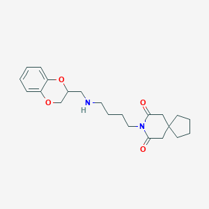 molecular formula C22H31ClN2O4 B045761 8-[4-(2,3-Dihydro-1,4-benzodioxin-3-ylmethylamino)butyl]-8-azaspiro[4.5]decane-7,9-dione CAS No. 113777-33-6