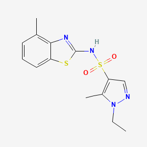 molecular formula C14H16N4O2S2 B4576193 1-ETHYL-5-METHYL-N-(4-METHYL-13-BENZOTHIAZOL-2-YL)-1H-PYRAZOLE-4-SULFONAMIDE 