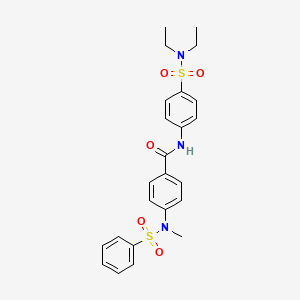 molecular formula C24H27N3O5S2 B4576258 N-{4-[(diethylamino)sulfonyl]phenyl}-4-[methyl(phenylsulfonyl)amino]benzamide 