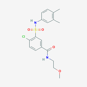 molecular formula C18H21ClN2O4S B4576304 4-chloro-3-{[(3,4-dimethylphenyl)amino]sulfonyl}-N-(2-methoxyethyl)benzamide 