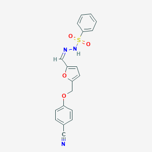 molecular formula C19H15N3O4S B457635 N'-[(Z)-{5-[(4-cyanophenoxy)methyl]furan-2-yl}methylidene]benzenesulfonohydrazide 