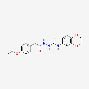 molecular formula C19H21N3O4S B4576363 N-(2,3-dihydro-1,4-benzodioxin-6-yl)-2-[(4-ethoxyphenyl)acetyl]hydrazinecarbothioamide 