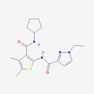 molecular formula C18H24N4O2S B4576401 N-[3-(CYCLOPENTYLCARBAMOYL)-4,5-DIMETHYL-2-THIENYL]-1-ETHYL-1H-PYRAZOLE-3-CARBOXAMIDE 