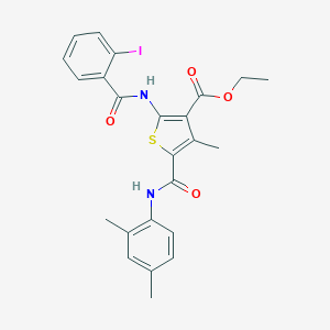 molecular formula C24H23IN2O4S B457641 Ethyl 5-[(2,4-dimethylanilino)carbonyl]-2-[(2-iodobenzoyl)amino]-4-methyl-3-thiophenecarboxylate 