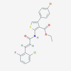 molecular formula C22H16BrClFNO3S B457645 Ethyl 4-(4-bromophenyl)-2-{[3-(2-chloro-6-fluorophenyl)acryloyl]amino}-3-thiophenecarboxylate 