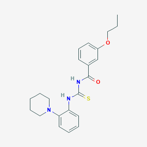 molecular formula C22H27N3O2S B4576462 N-({[2-(1-piperidinyl)phenyl]amino}carbonothioyl)-3-propoxybenzamide 