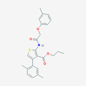 molecular formula C25H27NO4S B457648 Propyl 4-(2,5-dimethylphenyl)-2-{[(3-methylphenoxy)acetyl]amino}-3-thiophenecarboxylate 