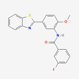 molecular formula C21H15FN2O2S B4576500 N-[5-(1,3-benzothiazol-2-yl)-2-methoxyphenyl]-3-fluorobenzamide 