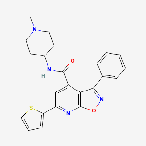molecular formula C23H22N4O2S B4576542 N-(1-methyl-4-piperidinyl)-3-phenyl-6-(2-thienyl)isoxazolo[5,4-b]pyridine-4-carboxamide 