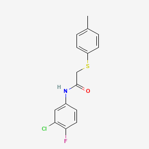 molecular formula C15H13ClFNOS B4576558 N-(3-chloro-4-fluorophenyl)-2-[(4-methylphenyl)thio]acetamide 