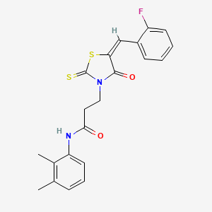 molecular formula C21H19FN2O2S2 B4576565 N-(2,3-dimethylphenyl)-3-[5-(2-fluorobenzylidene)-4-oxo-2-thioxo-1,3-thiazolidin-3-yl]propanamide 