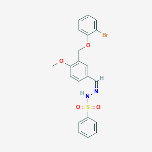 molecular formula C21H19BrN2O4S B457657 N'-{3-[(2-bromophenoxy)methyl]-4-methoxybenzylidene}benzenesulfonohydrazide 