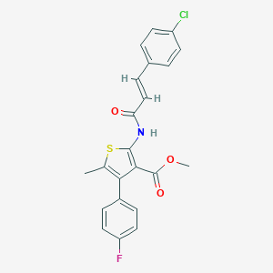 molecular formula C22H17ClFNO3S B457660 Methyl 2-{[3-(4-chlorophenyl)acryloyl]amino}-4-(4-fluorophenyl)-5-methyl-3-thiophenecarboxylate 