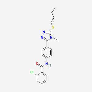 molecular formula C20H21ClN4OS B4576603 N-[4-(5-butylsulfanyl-4-methyl-1,2,4-triazol-3-yl)phenyl]-2-chlorobenzamide 