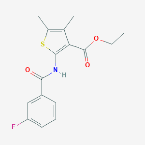molecular formula C16H16FNO3S B457661 Ethyl 2-[(3-fluorobenzoyl)amino]-4,5-dimethylthiophene-3-carboxylate CAS No. 459219-38-6