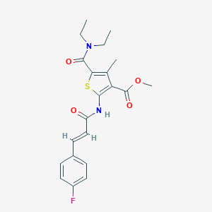 molecular formula C21H23FN2O4S B457662 Methyl 5-[(diethylamino)carbonyl]-2-{[3-(4-fluorophenyl)acryloyl]amino}-4-methyl-3-thiophenecarboxylate 