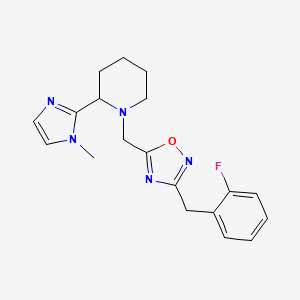 molecular formula C19H22FN5O B4576787 1-{[3-(2-fluorobenzyl)-1,2,4-oxadiazol-5-yl]methyl}-2-(1-methyl-1H-imidazol-2-yl)piperidine 